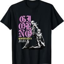 JoJo's Bizarre Adventure Giorno & Golden Wind Pose Anime T-Shirt S juoda