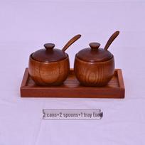 ZISIZ Wooden Spice Jar Set brown