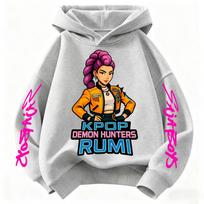 K-POP Demon Hunters Cartoon Hoodie for Kids Super Soft and Comfy Join the Global Trend in This Fun Pullover! 100 gray