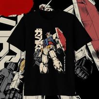 Anime GUNDAM RX-78-2 Pure Cotton T-shirt 2026 New Summer Men's and Women's Fashion Casual Short Sleeved T-shirt Streetwear 4XL black