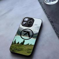 Aphex Twin Symbol Logo Phone Case Tempered Glass For IPhone 17 13 14 16 12 15 11 Pro Max Plus Mini X XR SE2020 Coque iPhone 16 gray