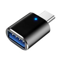 Type-C į USB OTG adapteris, LED indikatorius, 3A, juodas