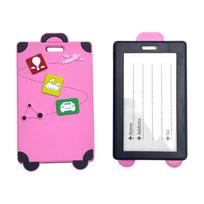 Soft Silicone Luggage Tag Durable Suitcase ID Tag with Clear Address Window and Secure Attachment for Travel Bags and Suitcases One Size rožinė