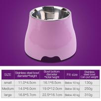 Fenice Pet Feeding Bowls Dog Food Water Feeder Stainless Steel Pet Drinking Dish Cat Puppy Supplies Small Dog Accessories (purple,S) violetinė