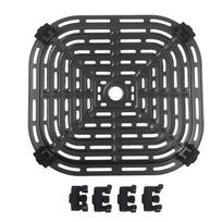 Even Cooking Air Fryer Grill Pan Air Fryer Rack Double-layer Non-stick Coating black