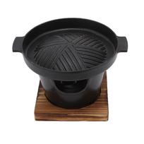 Black Hibachi Grill Wooden Trivet Tabletop Barbecue Grill Portable Mini BBQ Grill  Home Kitchen black