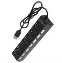 OEM didelės spartos 7 prievadų USB šakotuvas, USB Hub, juodas