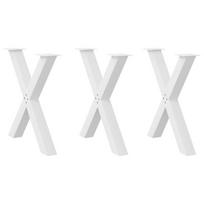 Valgomojo stalo kojelės, x formos, 3vnt., baltos, 80x(72-73)cm