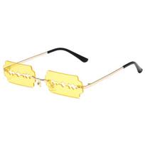 Festival Rimless Rectangle Sunglasses Women Unique Razor Blade Funny Sun Glasses Personality Trend Catwalk Party Hip Hop Eyewear gray