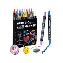 Fast Drying Waterproof Art Markers Pack of 24 Double Tip Paint Pen for Decorating Rocks Wood Canvas Crafts Supplies 1 black