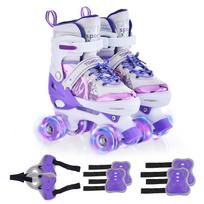Roller Skates for Kids with Protective Gear 4 Size for Children of Different Ages Adjustable Light Up LED Luminous violetinė