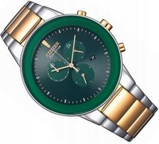 Citizen At2244-84x Eco-drive Chronograph vyriškas laikrodis su data, žalias ciferblatas