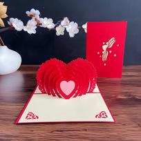 3D Pop Up Card Love Heart Anniversary Valentine Birthday Postcard For Wedding 1PC red