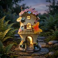 SunlightActivated CottageLight Resin Cottage Night Light Thatched SunPowered Roof House Ornament for