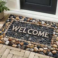 Pebble Pattern Welcome Door Mat Natural Style Rug Non Slip Absorbent Entrance Mat Home Decor Durable Indoor Outdoor Floor Mat 43X75CM