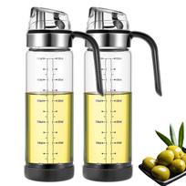2 vnt. 550 ml stiklinis aliejaus dozatorius, be lašėjimo snapelio alyvuogių aliejui, actui, sandarus virtuvės stalviršio ąsotėlis su nerūdijančio plieno piltuvėliu beige