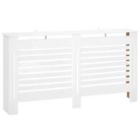 Radiatoriaus apdaila, modernus MDF baltos spalvos spintelė su horizontaliais groteliais svetainei, miegamajam, 172I x 19P x 81A cm 172 x 19 x 81 cm