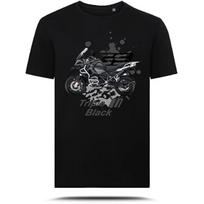 Vyriški juodi marškinėliai su grafiniu vaizdu R 1200 GS ADV „Triple Black“ dažymo stiliumi, modelis TS-BM-029. Idealiai tinka namams, lauko veiklai, 3XL juoda