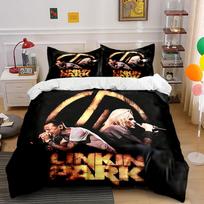 Linkin Park Band Print Design Bedding Duvet Cover Set Duvet Cover Pillowcases  (1*Duvet Cover 2*Pillowcases, without duvet insert) 135x200cm black