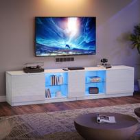 160 x 40 x 52 cm TV Stand, High Gloss Chest of Drawers, Sideboard with LED Lighting, Lowboard Suitable for 65  TVs, Living Room and Bedroom 160 x 40 x 52 cm balta