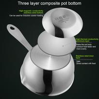 Stainless Steel Saucepan Professional Home Cooking Sauce Pan with Pour Spouts for Milk Chocolate Hot Oil Silver gray