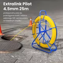 Extralink Pilot 4.5mm 25m | Kabelių traukimo strypas | stiklo pluošto FRP, sk. 4,5mm, ilg. 25m, geltonas