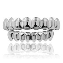 European and American HIPHOP Gold Grillz - Top and Bottom 8 Teeth Set white
