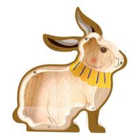Medinis taupyklė vaikams Nešiojama triušio vištos monetų dėžutė Mielas taupymo indelis Kalėdų, gimtadienio, Velykų dovana berniukams mergaitėms Rabbit beige