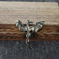 Nostalgia Punk Norse Flying Dragon Brooch Gothic Viking Mythology Accessories Jewelry Gift gray
