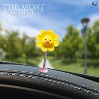 Cute Shaking Bobble Head Flower Car Interior Ornament Decorative Flowers Car Interior Cute Floret Decoration Accessories white