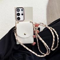 Krepšys per petį Piniginė Kortelių Lizdas Telefono Dėklas Samsung S25 Edge S26 S24 S23 FE S22 Plus S21 Ultra A15 A16 A17 A07 A36 A56 A55 A34 5G Galaxy S25 Ultra balta