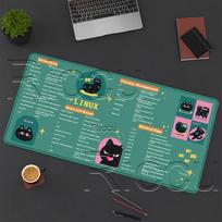 Linux Commands Line Mouse Pad Large office accessories cute CAT overlock Mousepad Shortcuts HD printing XXL xmm Desk Mat 300x800x2mm blue