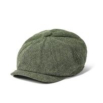 1pc Men Herringbone Beanie Cap Warm Easy To Carry Multifunctional Tweed Newsboy Hat,Suitable for Daily Wear,walking,playing Golf One Size armijos žalia spalva