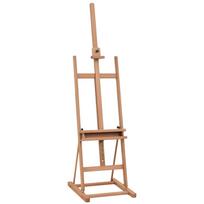 Medinis molbertas H formos menininko molbertas su reguliuojamu aukščiu 171-230cm ir darbo kampais 0-80 laipsnių Buko medienos meno molbertas paveikslų eksponavimui 50.5 x 53 x 171 cm natūrali