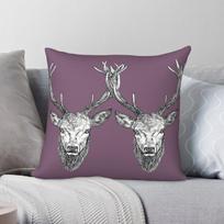 Scottish Highland Stag Square Pillowcase Polyester Linen Velvet Pattern Zip Decorative Pillow Case Sofa Seater Cushion Cover 30X30CM gray