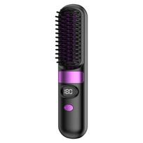 USB Rechargeable Wireless Hair Straightener Brush With Ionic Technology For Smooth FrizzFree Styling At Home Or Travel pilka spalva