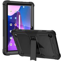 Šarvuotas dėklas su stoveliu, skirtas Lenovo Tab M11 M10 HD 2nd Gen X306F X606X M10 3rd Gen 10.1 TB-328FU Planšetinio kompiuterio dangtelis Tab M10 Plus 3rd Gen M10 HD Gen 2 X306 juoda