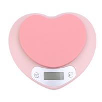 Virtuvinės kepimo svarstyklės Rožinės širdelės formos Didelio tikslumo skaitmeninės svarstyklės 5 kg / 1 g LCD elektroninės svarstyklės Matavimo įrankis Virtuvinės svarstyklės pink