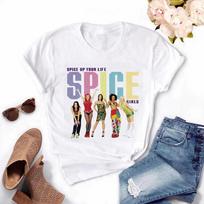 Spice Girls Tshirt Unisex Cartoon Tee Short Sleeve Fashion Girls T Shirt Four Season Print Anime Tops Tees Clothes Female S white