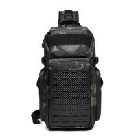 Men's Anti-Theft Oxford Sling Bag USB Charging Crossbody Chest Pack for Short Trips (30cm<Max Length<50cm) black