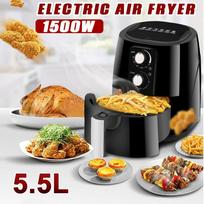 220V 5.5L Multifunction Air Fryer Oil free Health Fryer Cooker Smart Touch LCD Deep Airfryer Pizza Fryer 1500W Separate grill type black