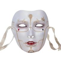 Mechanical Man Cosplay Mask Masquerade Mask Full Face Mask Halloween Cosplay Accessories for Women Men Masquerade white