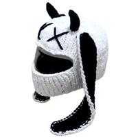 Rabbits Ear Helmets Cover for Motorcycles Full Face Helmets Protector Cover for Fun Loving Riders Motorcycling Headwear juoda balta spalva
