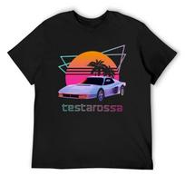 80s Retrowave Testarossa T-Shirt anime stuff Aesthetic clothing valentines boutique clothes cotton man t-shirts Men's t shirts XXL juoda