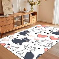 Mielos katės ir širdelės vaikų kambario kilimai Neslystantis kilimas Plaunamas kilimas žaidimų kambariui Minkštas grindų kilimėlis Namų dekoras Kilimai svetainei Dovana 40x60CM beige