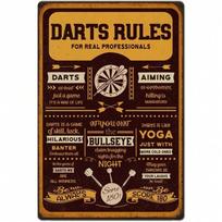 Planetjuice Vintage Tin Dart Sign Rustic Metal Wall Decor Game Room Pub Art 20X30CM black