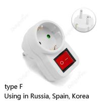 ES ilgintuvas su įjungimo/išjungimo jungikliu, elektrinis kištukas, Europos standartas, Rusija, Ispanija, Ukraina, Korėja, maitinimo keitiklio kištuko adapteris Type 19 white