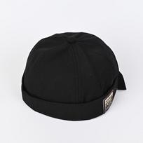 Men's Trendy Brimless Docker Hat Vintage Rolled Edge Skull Cap Adjustable Breathable Sailor Hip Hop Beanie juoda