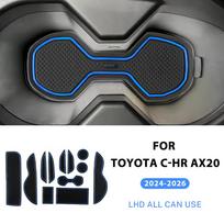 Silikoninis neslystantis kilimėlis, skirtas Toyota C-HR AX20 Hybrid 2024-2026 | Vandeniui atsparus, apsaugantis nuo dulkių durų griovelio įklotas Black LHD juoda