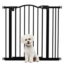 Metal 74-87cm Adjustable Pet Gate Safety Barrier w/ Auto-Close Door Black 87 x 3.5 x 78 cm